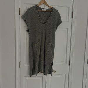 Derek Lam Charcoal Knit V-Neck Dress